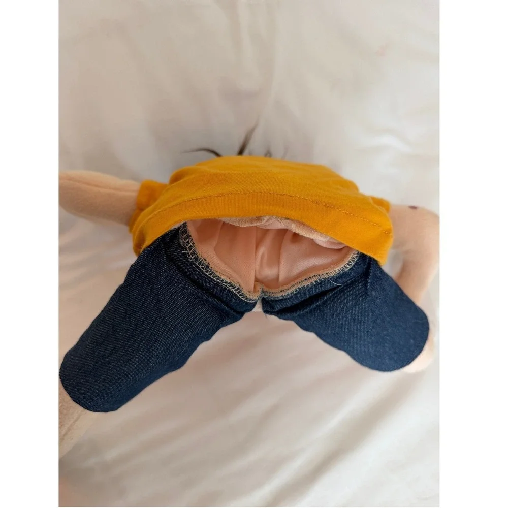 SML Jeffy Puppet SuperMarioLogan Plush Hand Puppet Yellow Shirt Blue Helmet